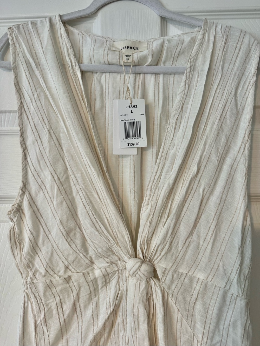 L*Space Down The Line Cover Up Dress Cream Knot Front Maxi Swim Coverup NWT L - Picture 6 of 7